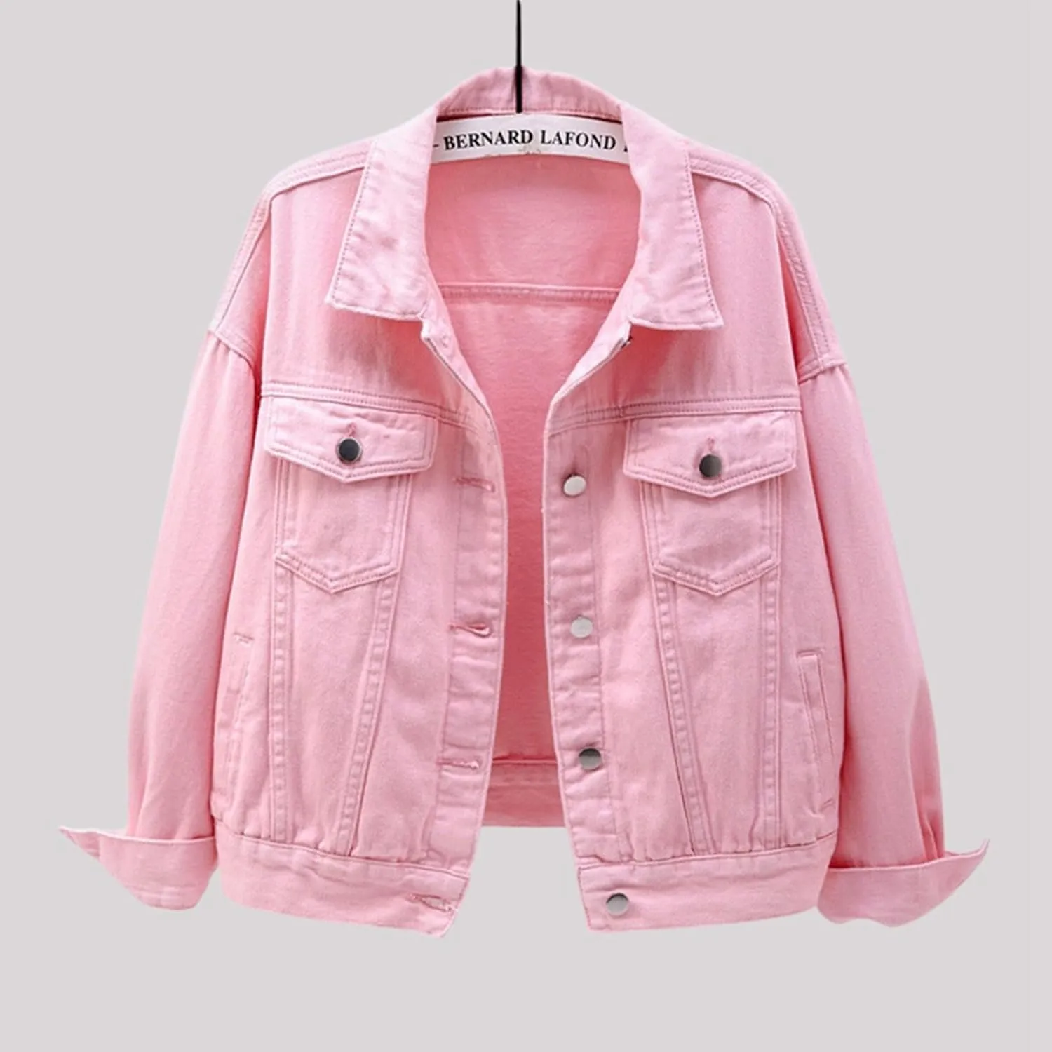 Jean Jacket Women Casual Long Sleeve Button Down Lapel Cropped Denim Top Lightweight Candy Color Plus Size Blazer