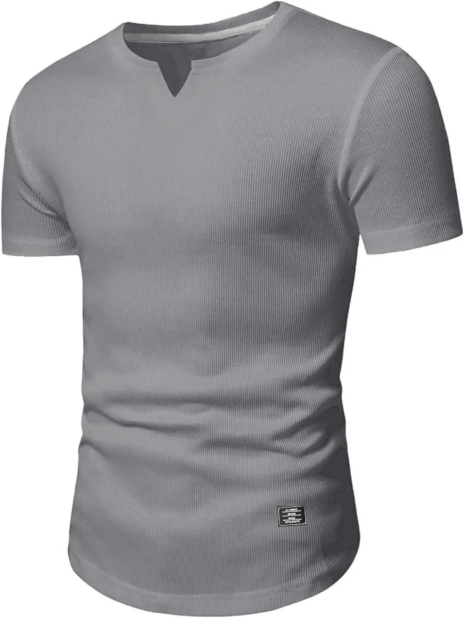 JMIERR Mens Muscle Slim T Shirt V-Neck Longline Henley Shirt Gym Workout Athletic Tee Shirts