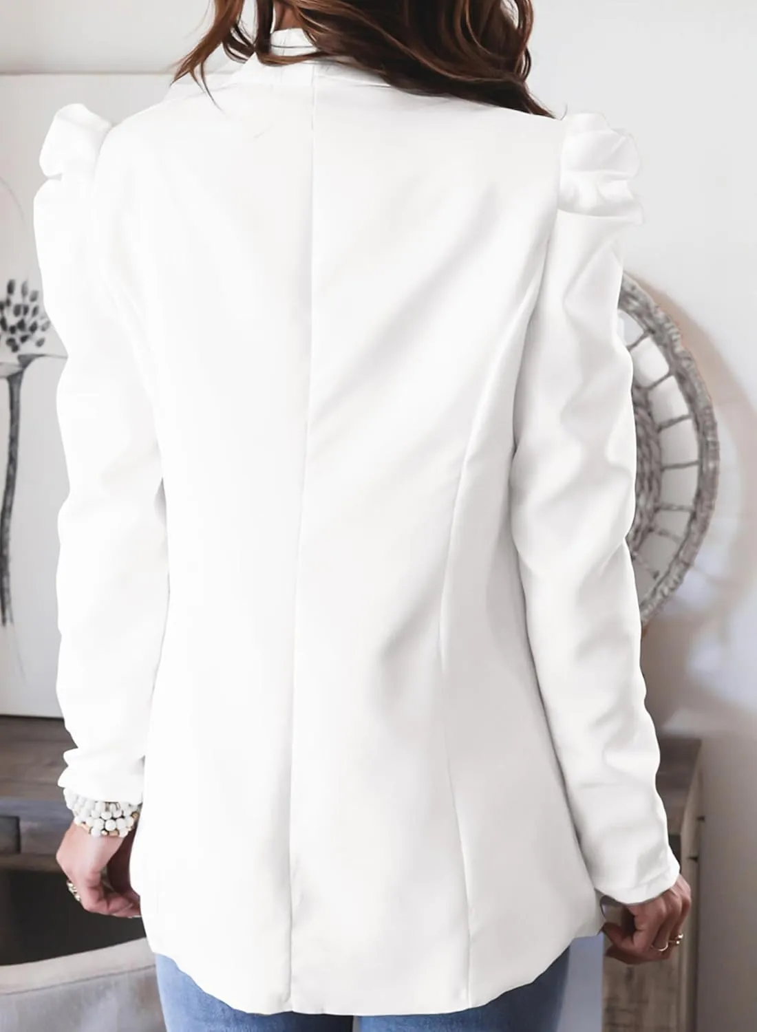 KIRUNDO Women's 2025 Spring Fall Casual Blazers Puff Sleeve Lapel Open Front Work Suit Office Blazer Jackets with Pockets