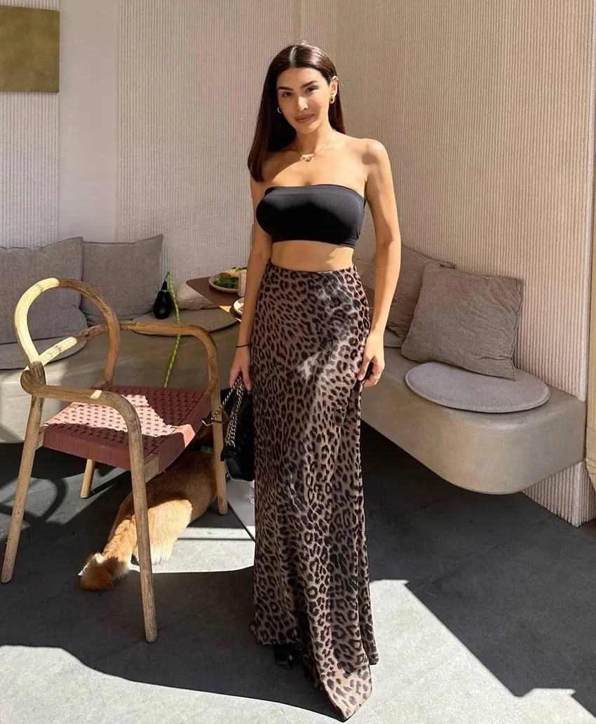 Leopard Print Chic High Waist Skirt