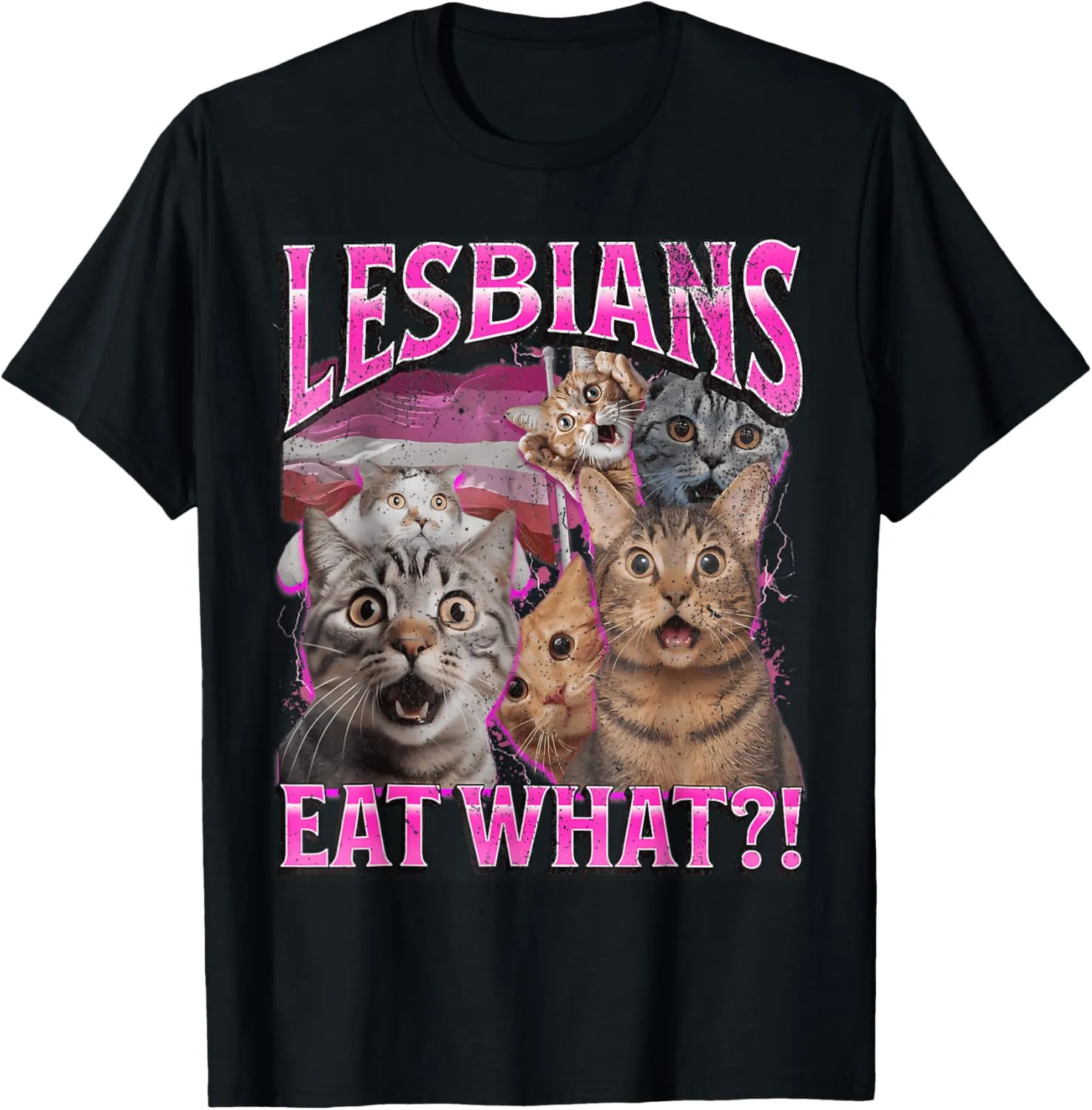Lesbians Eat What?! Funny Cat Gay Pride LGBTQ Pun T-Shirt