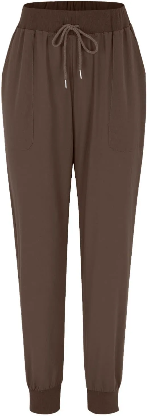 Linen Pants Women Summer Drawstring Elastic Waist Cotton Linen Tapered Leg Petite Pants Jogger Casual Palazzo Trousers
