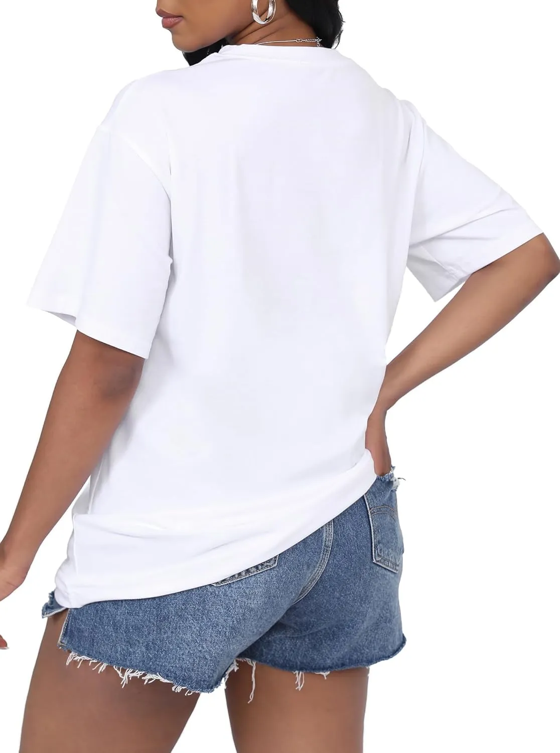 LovelyWholesale Womens Oversized Graphic Tees Short Sleeve T Shirts Casual Summer Tops