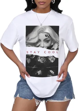 LovelyWholesale Womens Oversized Graphic Tees Short Sleeve T Shirts Casual Summer Tops