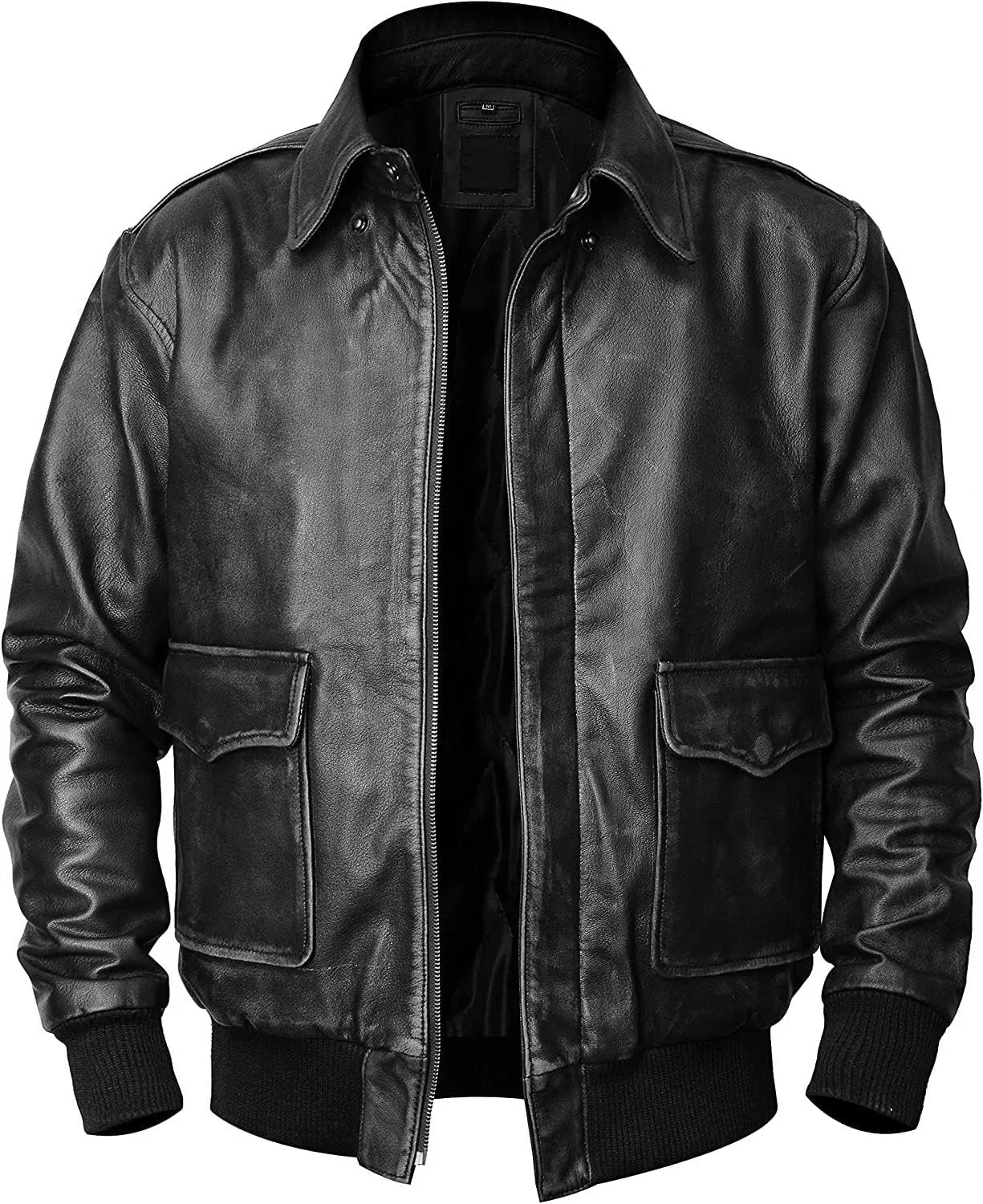 Mens A-2 Aviator Bomber Jacket  Vintage Brown Genuine Leather US Air Force WWII Pilot Cockpit Flight Jacket