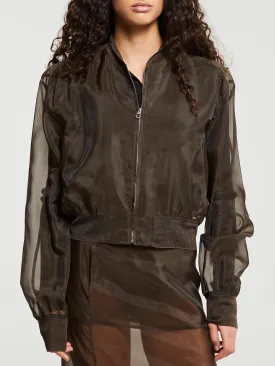 Micky Cropped Sheer Bomber in Brown