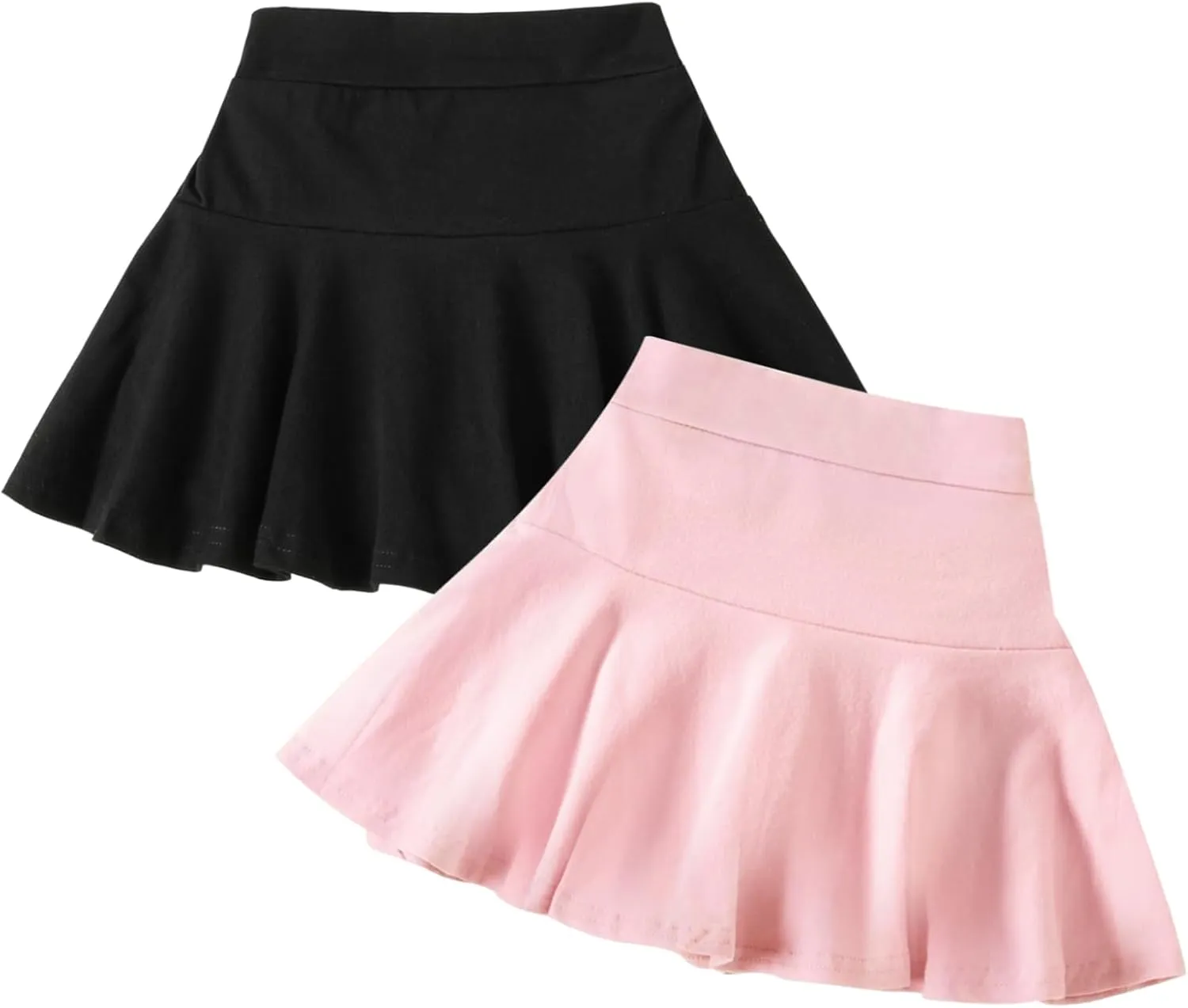 Neutocd Toddler Little Girls Skirts Skorts Elastic Flared Plain Pleated Tennis Skater Skirts for Girls Kids Built in Shorts