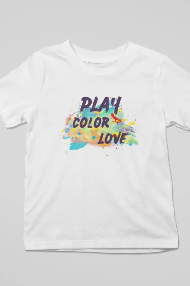 Play. Color. Love. Holi T-Shirt For Boy