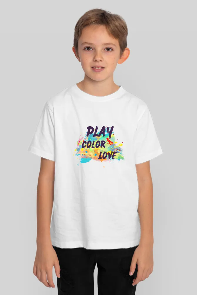 Play. Color. Love. Holi T-Shirt For Boy