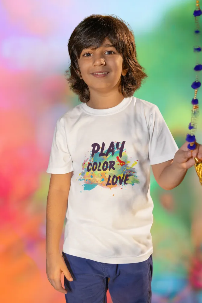 Play. Color. Love. Holi T-Shirt For Boy