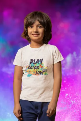 Play. Color. Love. Holi T-Shirt For Boy