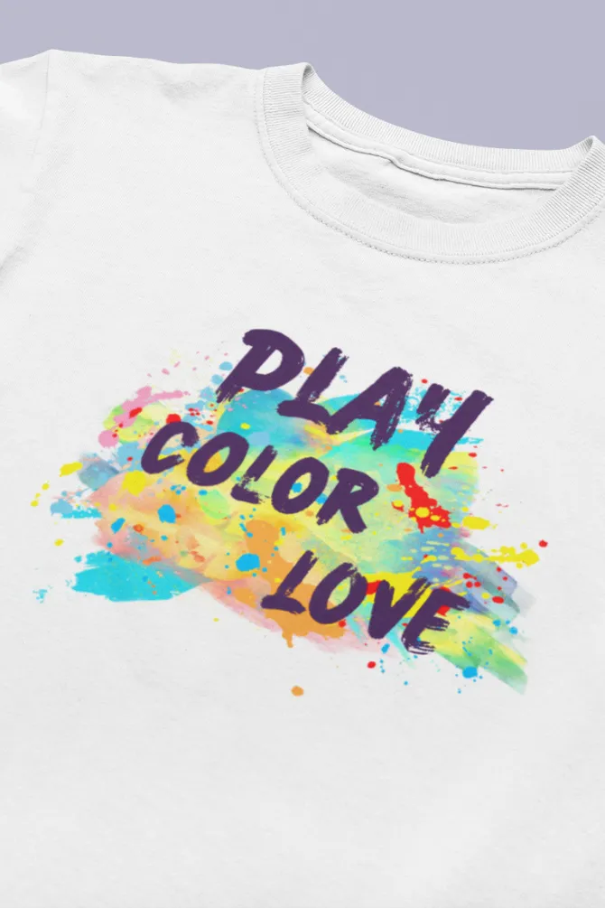 Play. Color. Love. Holi T-Shirt For Boy
