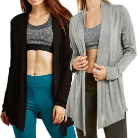 Plus Size Classic Open Front Rayon Drape Lightweight Cardigan