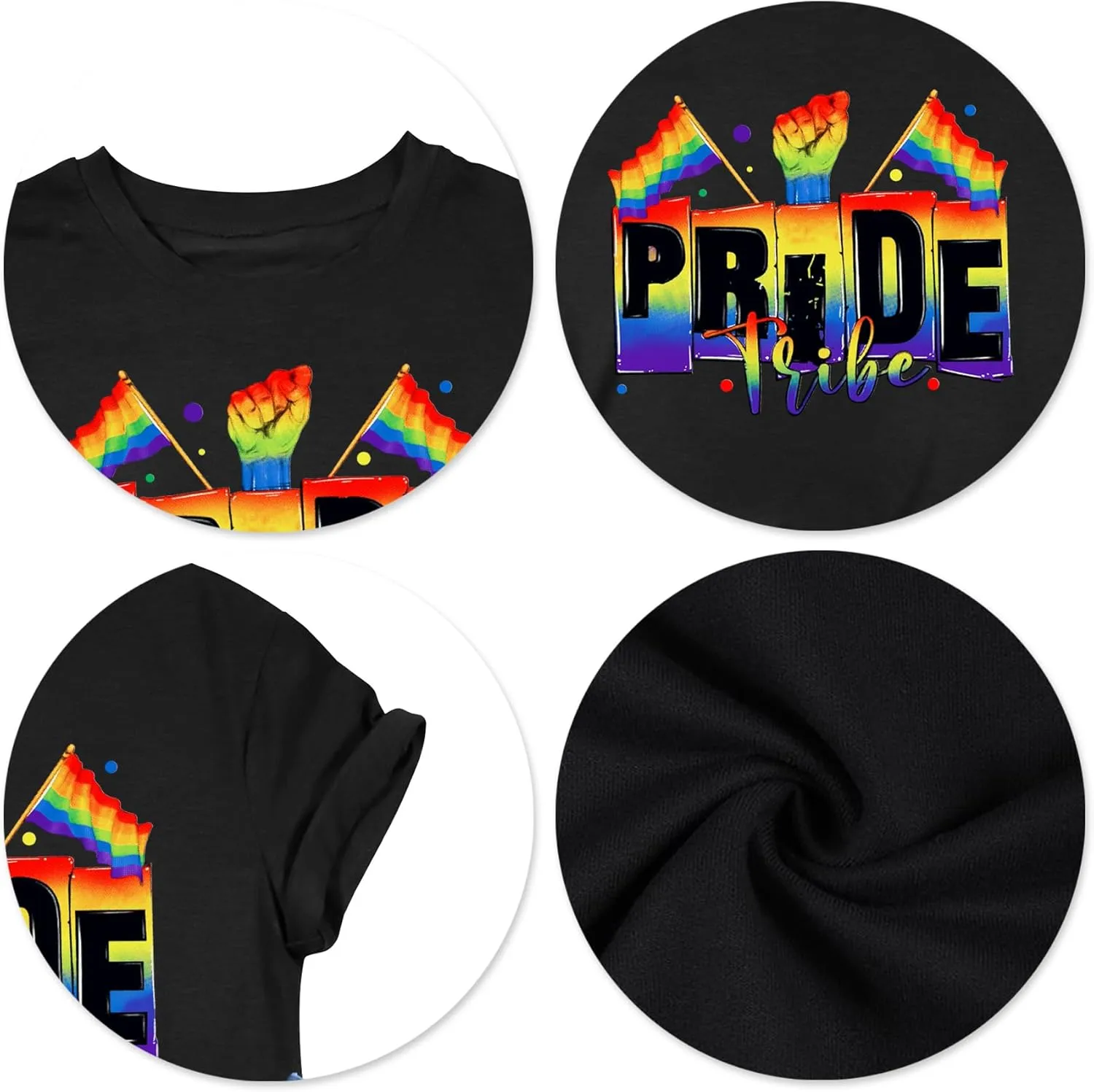 Pride Shirts for Women Lesbian Rainbow Graphic Tees Proud Ally LGBTQ Rainbow T-Shirt Tops