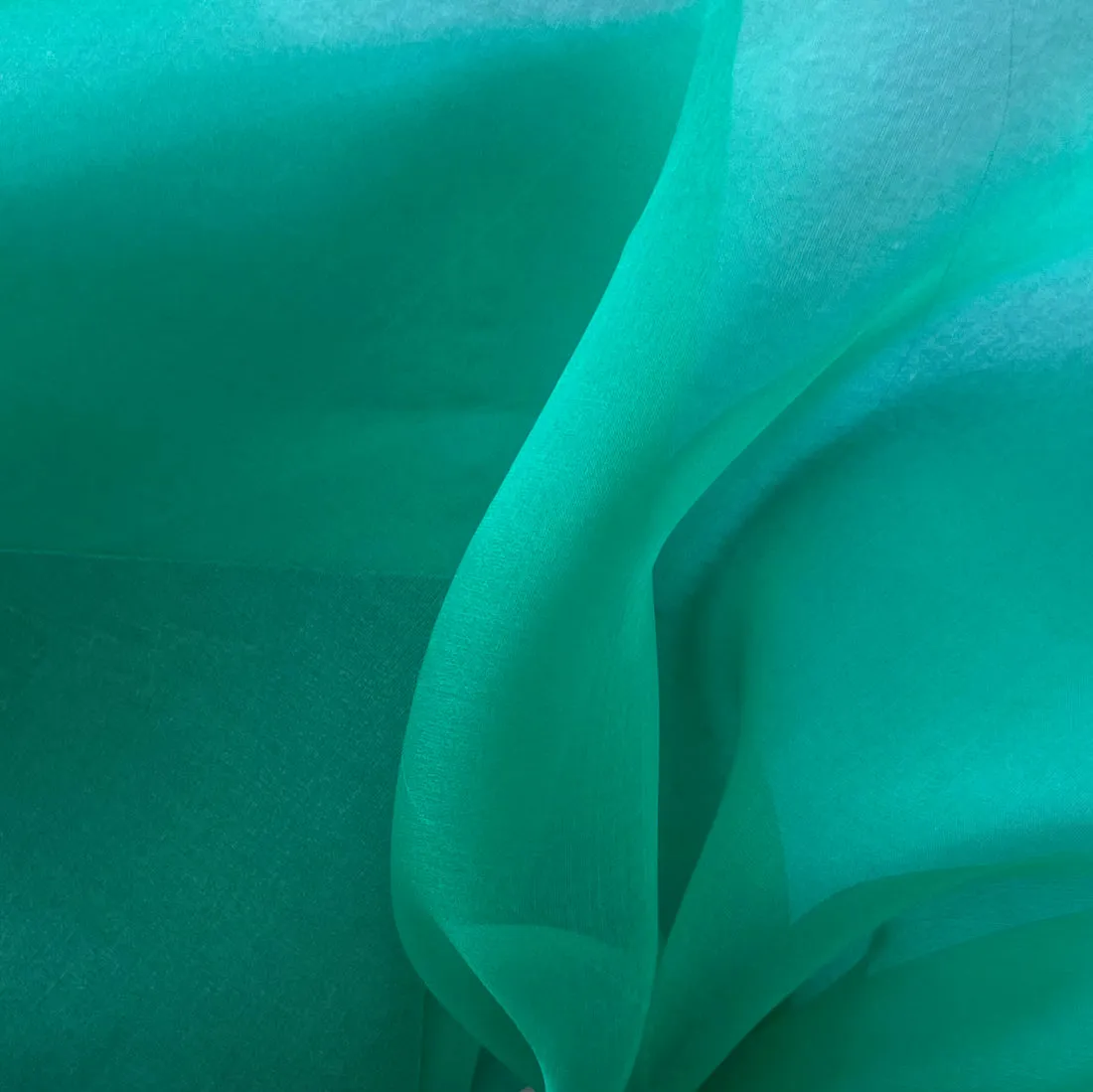 Semi-Sheer Sea Green Silk Organza (Made in Italy)