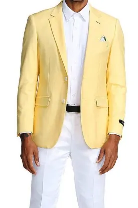 Slim Fit Blazer 2 Button in Solid Lemon Yellow