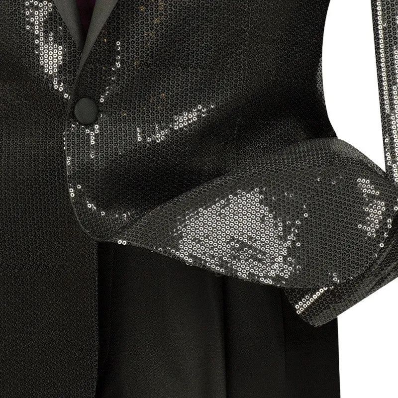 Spotlight Collection - Regular Fit Black Sequins Party Jacket