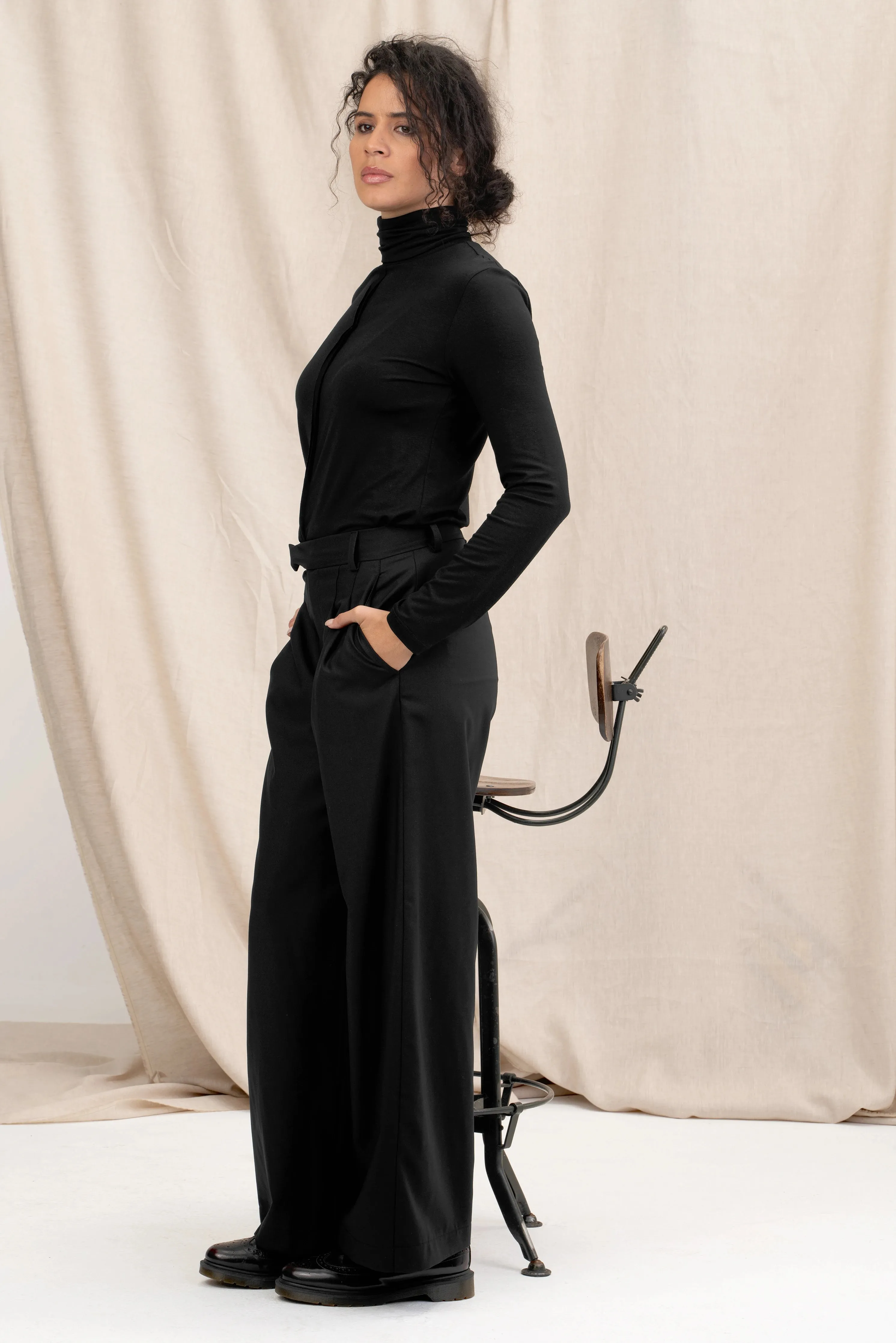 Turtleneck Black Women's Blouse