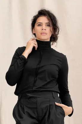 Turtleneck Black Women's Blouse