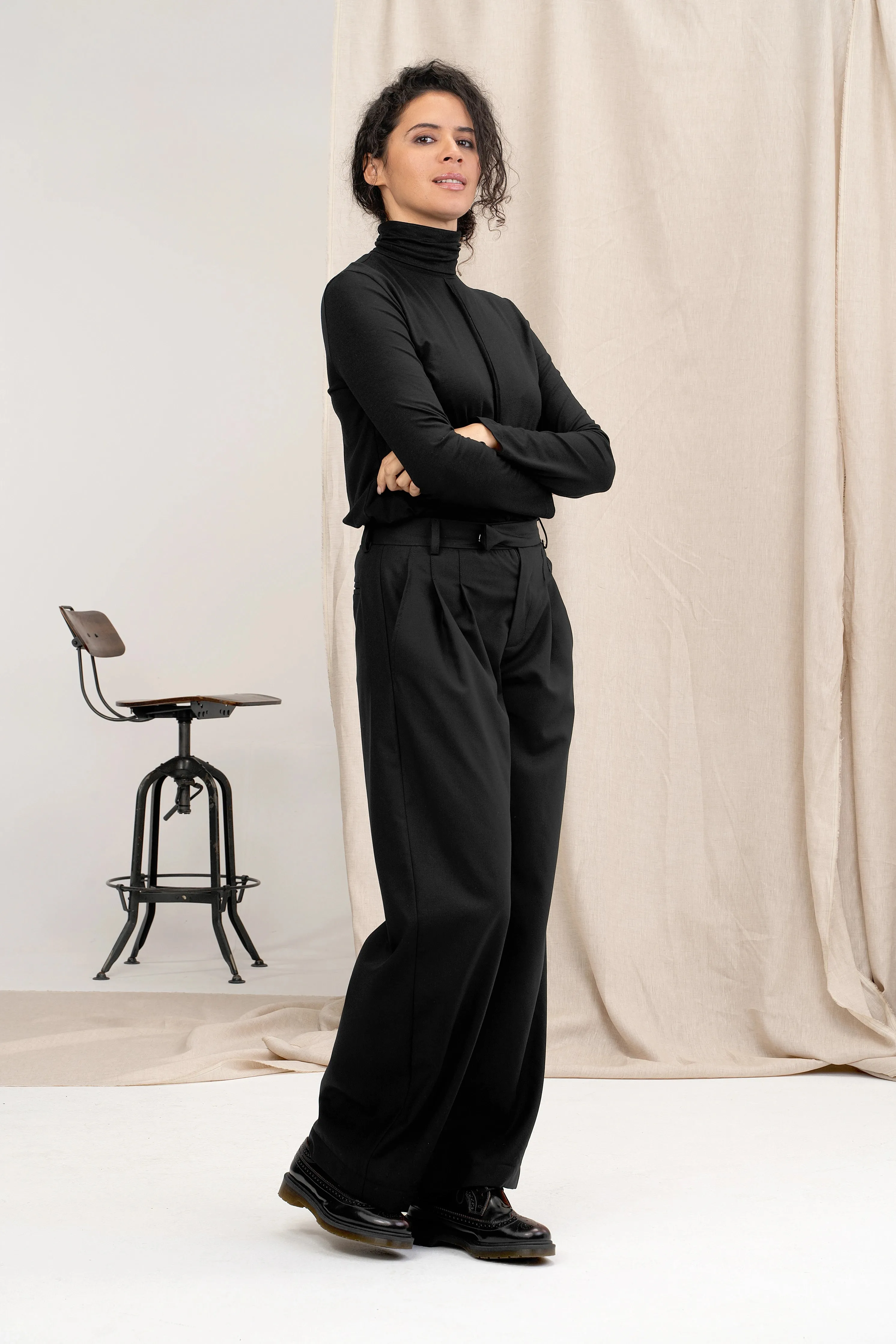 Turtleneck Black Women's Blouse
