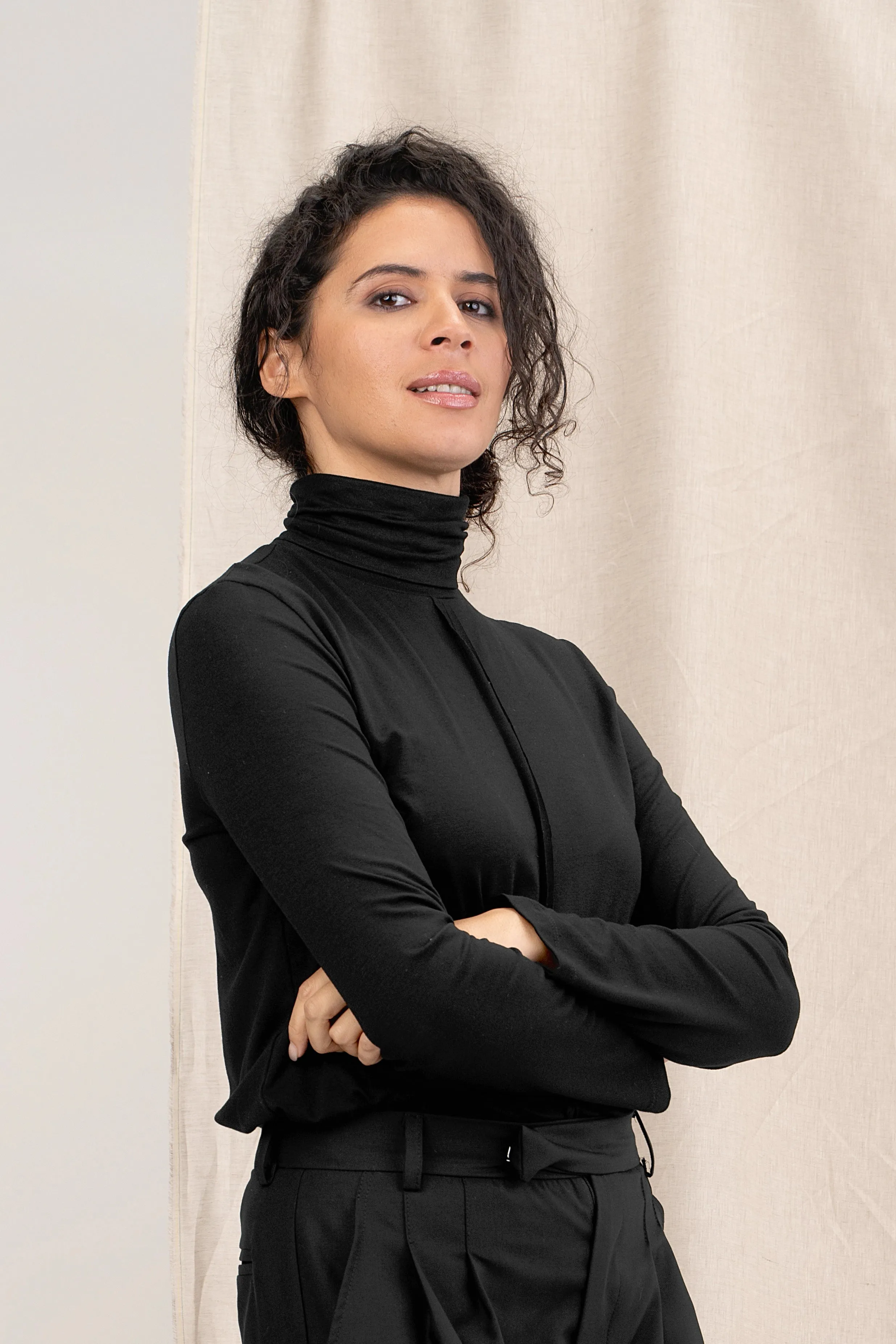 Turtleneck Black Women's Blouse