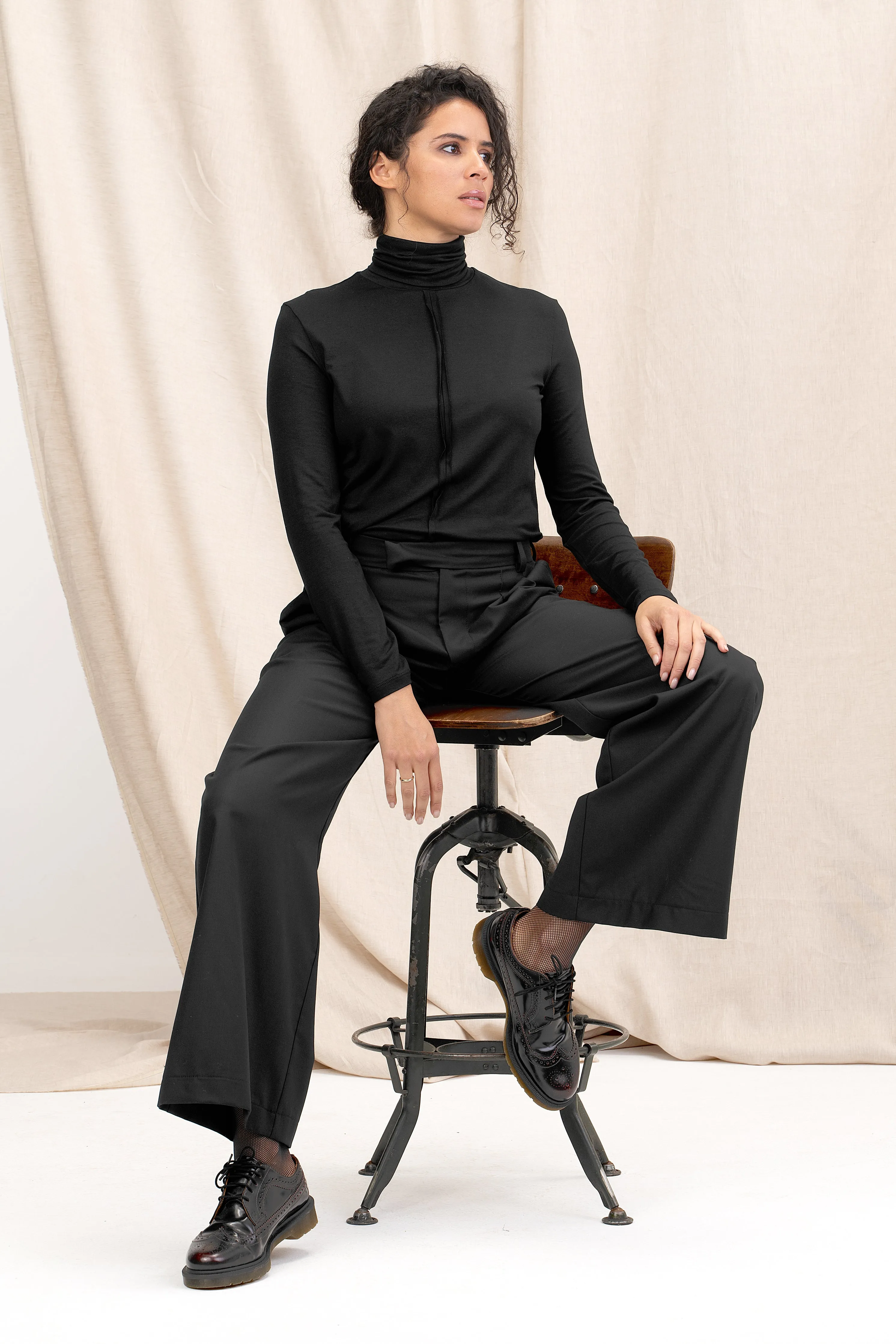 Turtleneck Black Women's Blouse