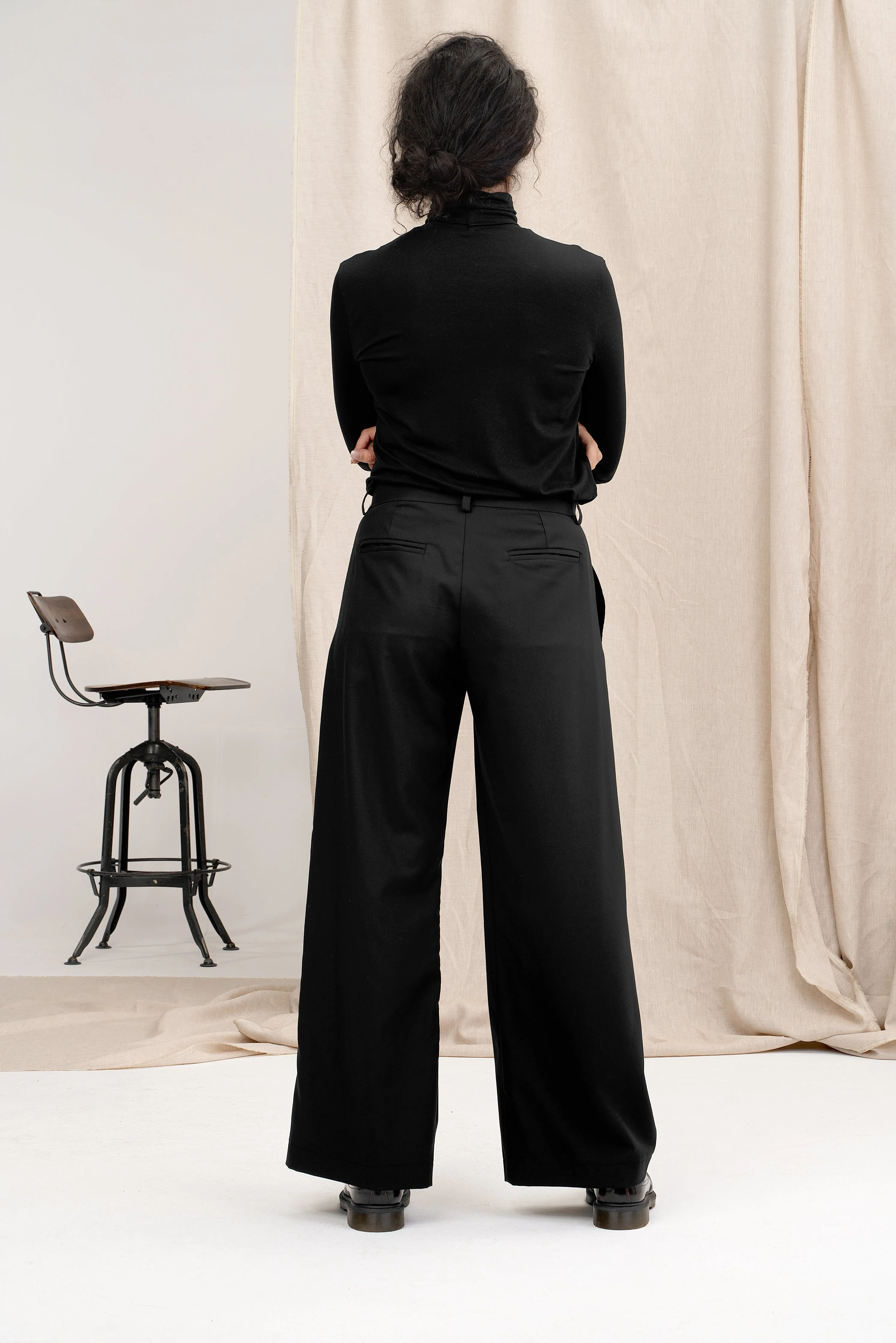 Turtleneck Black Women's Blouse