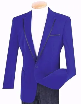 Velvet Regular Fit Men's Blazer in Royal Blue