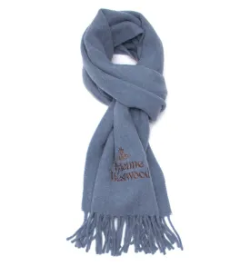 VIVIENNE WESTWOOD SKY BLUE BRUSHED WOOL SCARF unisex ladies men