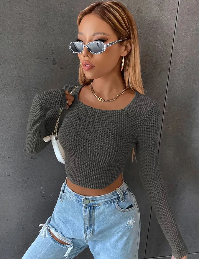 Waffle Texture Crop Top