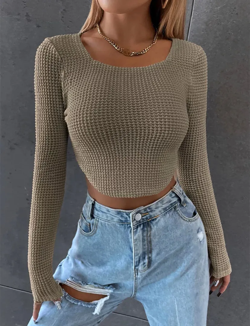 Waffle Texture Crop Top