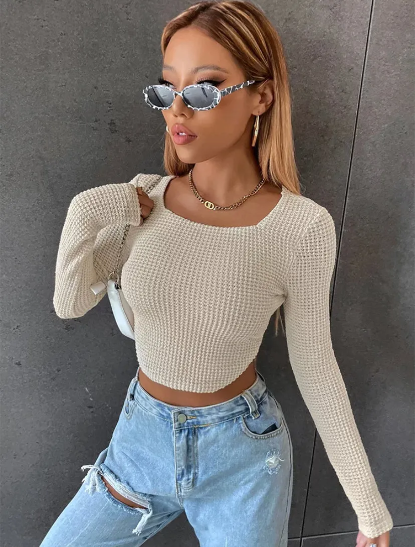 Waffle Texture Crop Top
