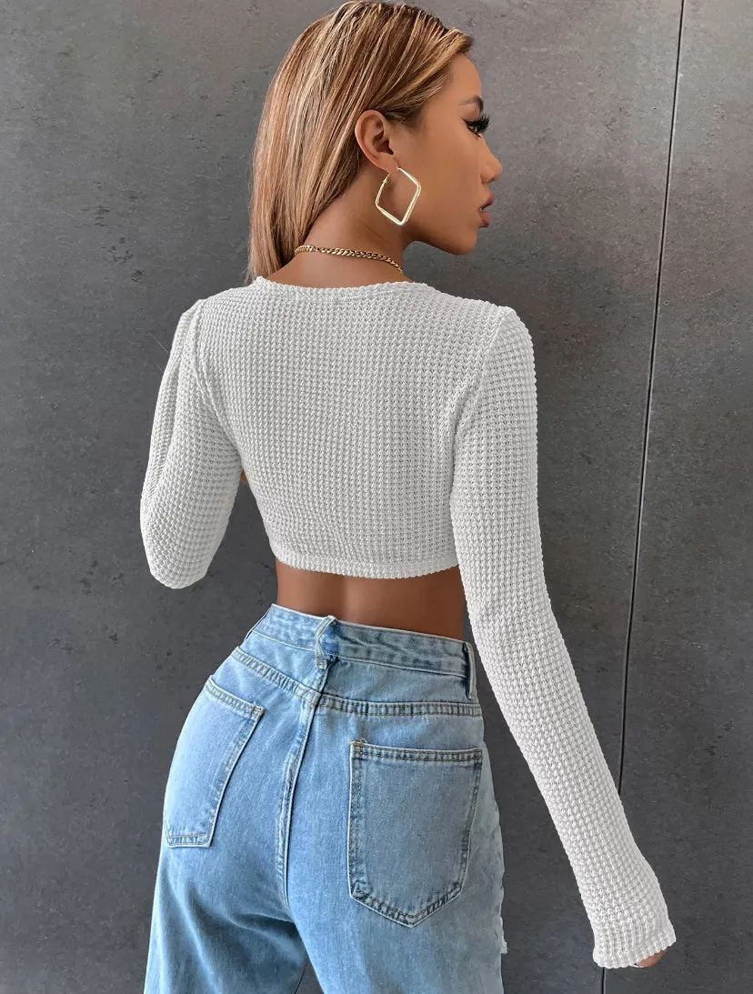 Waffle Texture Crop Top