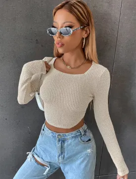 Waffle Texture Crop Top