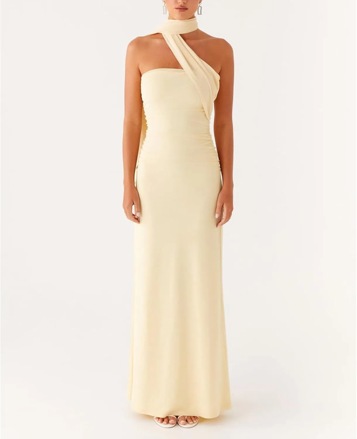 Women Floral Tube Strapless Maxi Bodycon Dress with Scarf Y2k 2025 Summer Backless Mesh Long Club Party Dresses