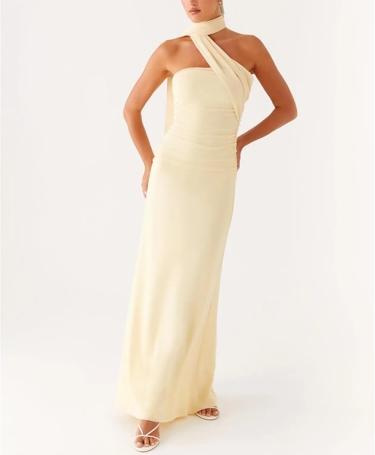 Women Floral Tube Strapless Maxi Bodycon Dress with Scarf Y2k 2025 Summer Backless Mesh Long Club Party Dresses