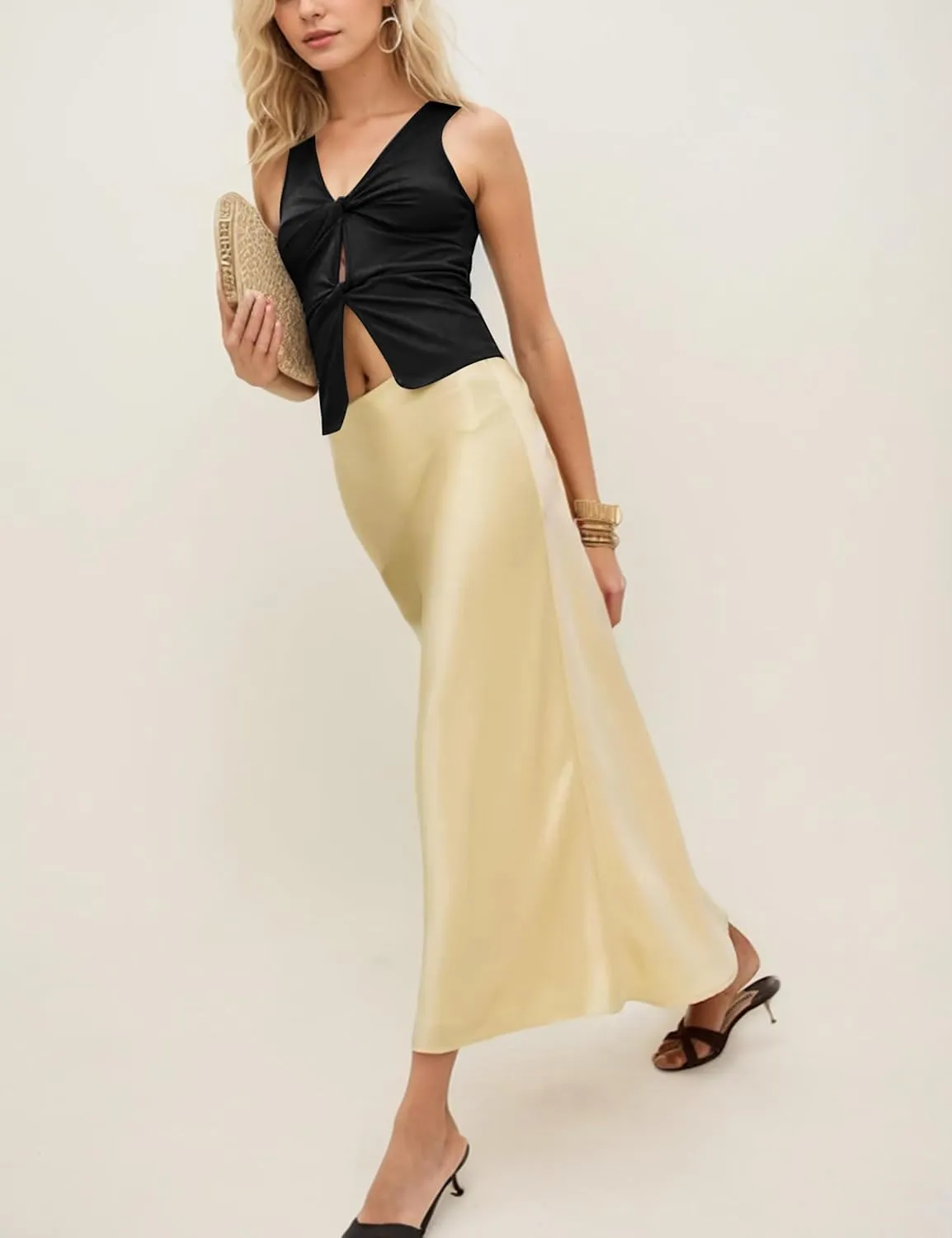 Women Sexy Twist Front Crop Tank Top Sleeveless Deep V Neck Summer Tops Solid Hollow Out Slim Fit Vest Top