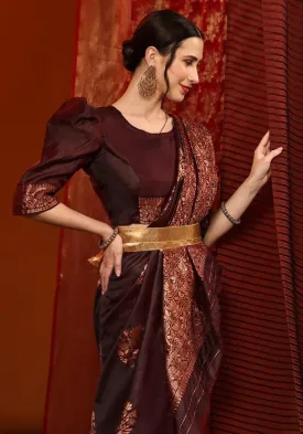 Women Soft Silk Brown saree