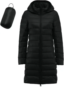 Women's Long Down Jacket Lightweight Packable Travel 2023 Fall Winter Puffer Jackets Slim Fit Casual Warm Duck Down Coat