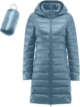 Women's Long Down Jacket Lightweight Packable Travel 2023 Fall Winter Puffer Jackets Slim Fit Casual Warm Duck Down Coat