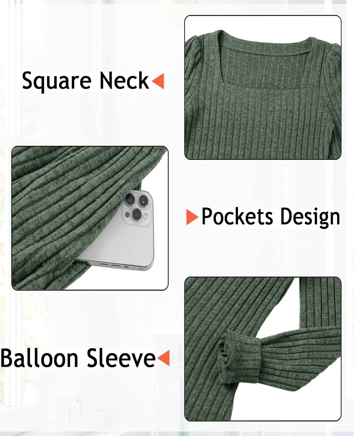 Womens Nursing Fall Dresses Square Neck Long Sleeve Winter Knit Sweater Dress 2024 with Pockets