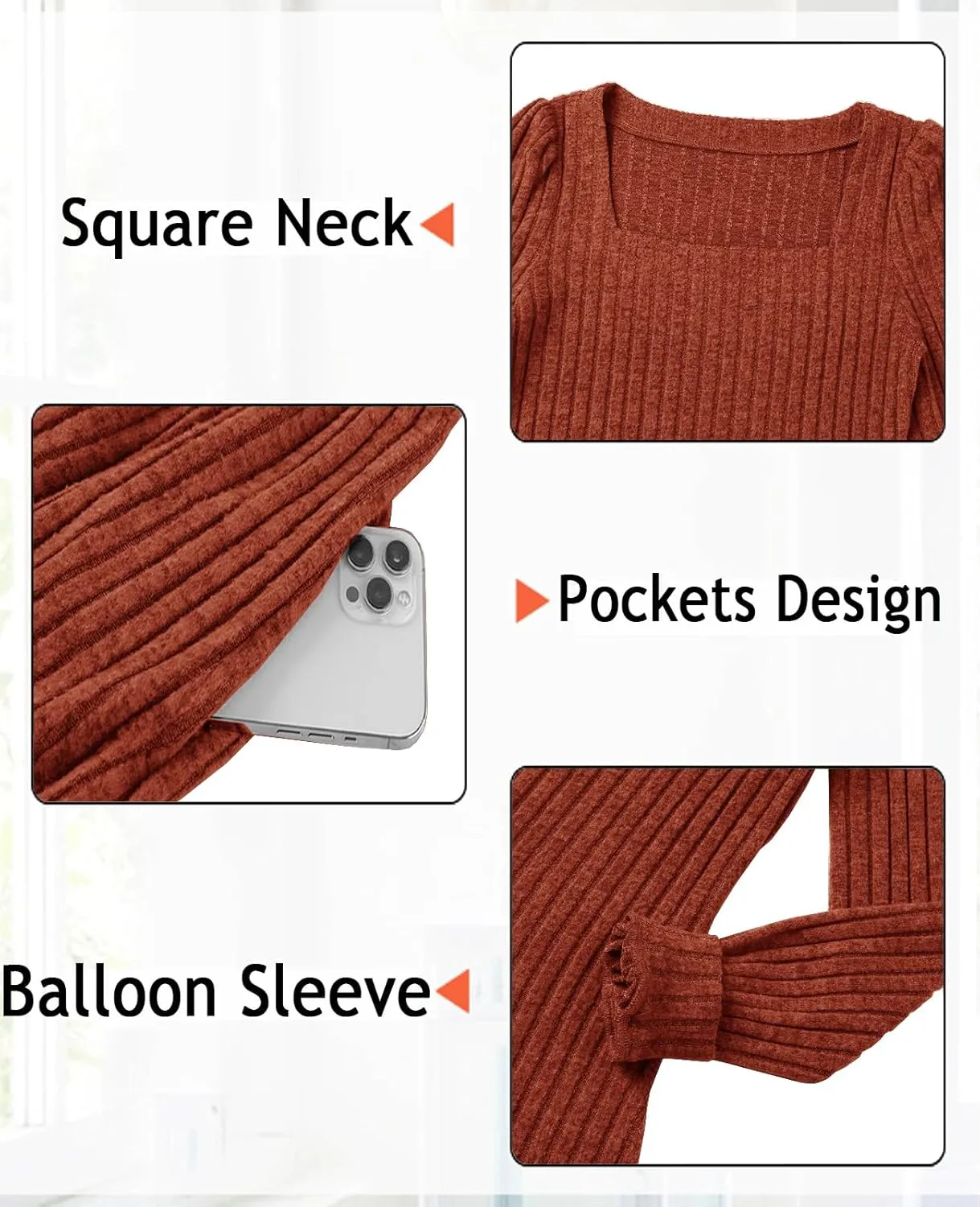 Womens Nursing Fall Dresses Square Neck Long Sleeve Winter Knit Sweater Dress 2024 with Pockets