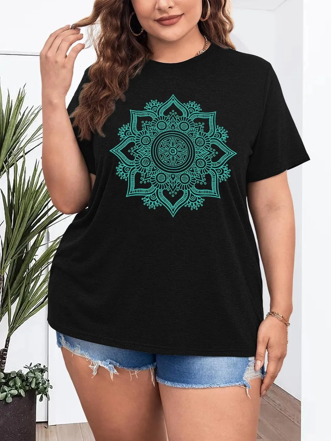 Womens Plus Size Dandelion Print Tshirt Cute Graphic Floral Tees Short Sleeve Summer Blessed Tee Tops