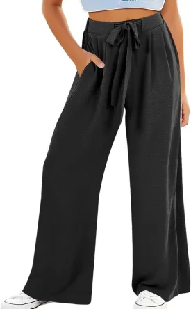 Youth Girls Palazzo Cotton Linen Long Pants Baggy Wide Leg High Waist Drawstring Long Trousers 2025 Summer Bottoms