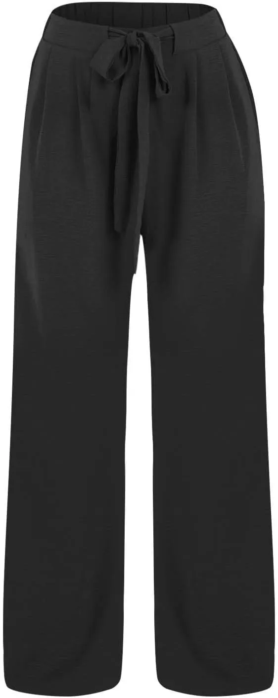 Youth Girls Palazzo Cotton Linen Long Pants Baggy Wide Leg High Waist Drawstring Long Trousers 2025 Summer Bottoms